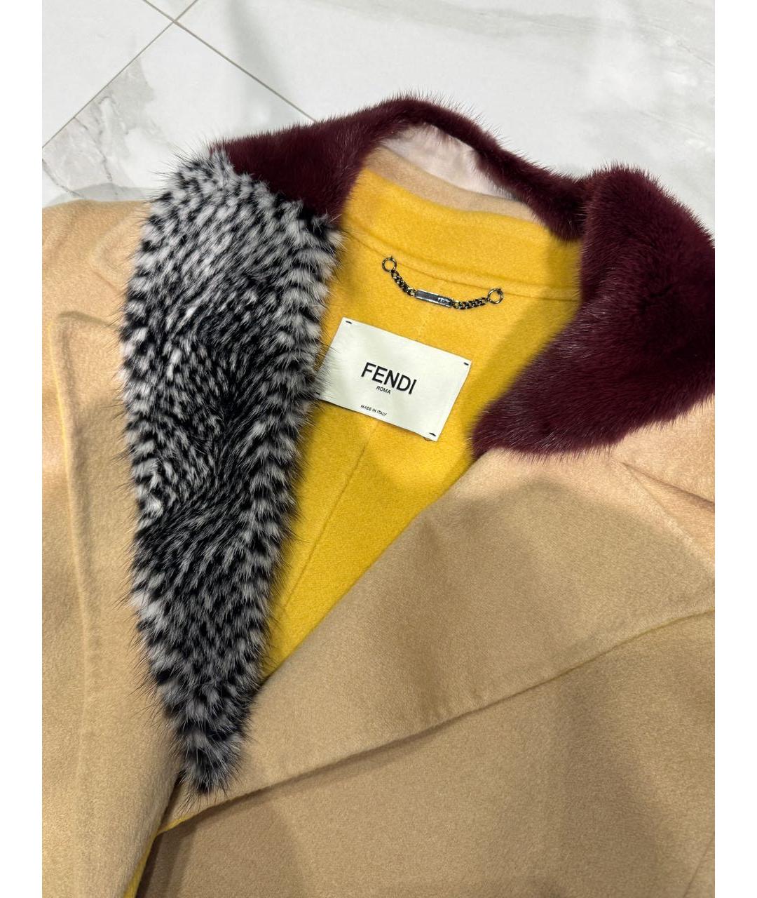 FENDI Бежевое кашемировое пальто, фото 3