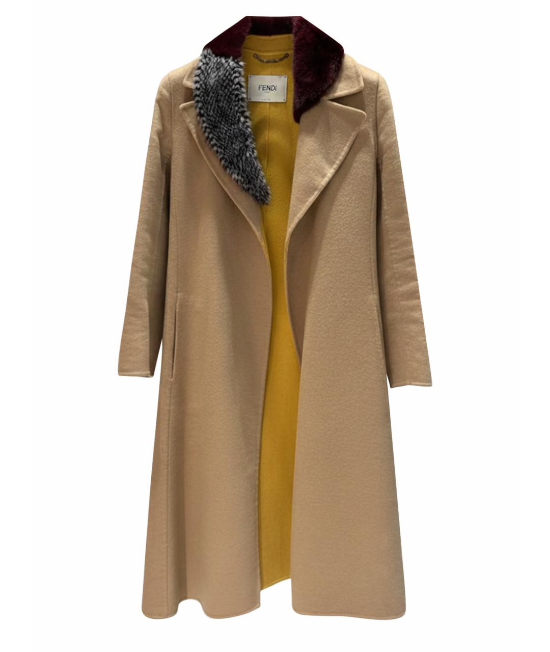 FENDI Бежевое кашемировое пальто, фото 1