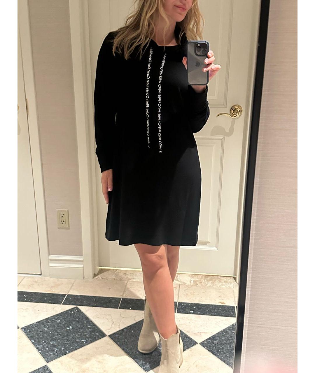 CALVIN KLEIN Черное вискозное повседневное платье, фото 3