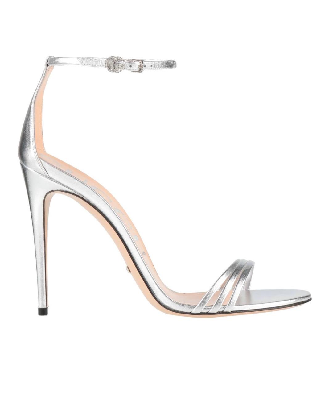 GUCCI Серебряные кожаные босоножки, фото 5