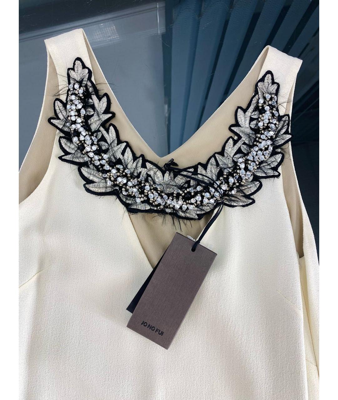 JO NO FUI Белое ацетатное коктейльное платье, фото 3