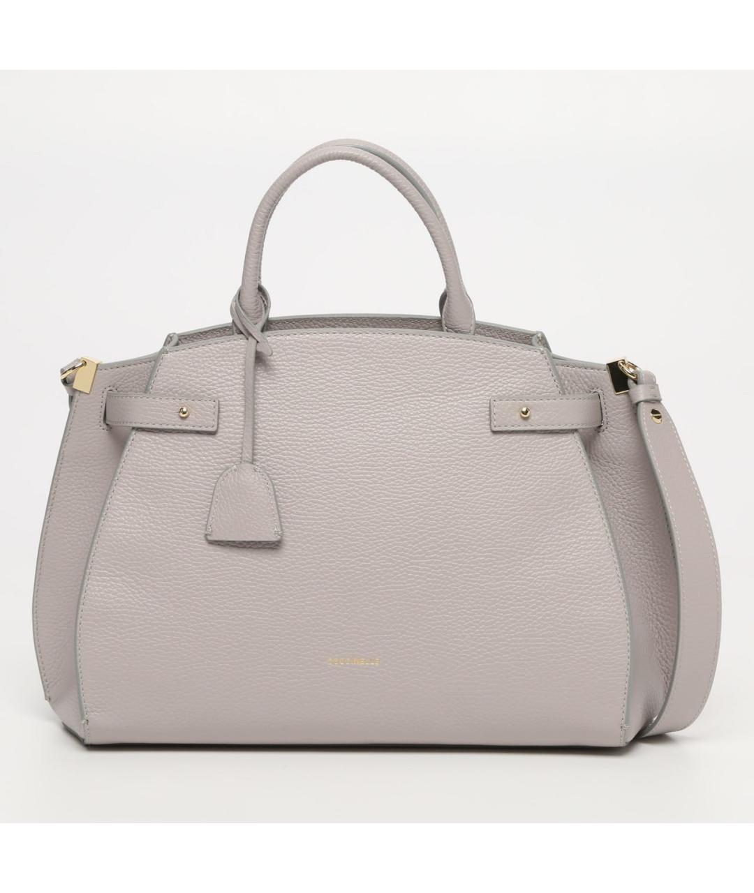 COCCINELLE Серая кожаная сумка с короткими ручками, фото 3