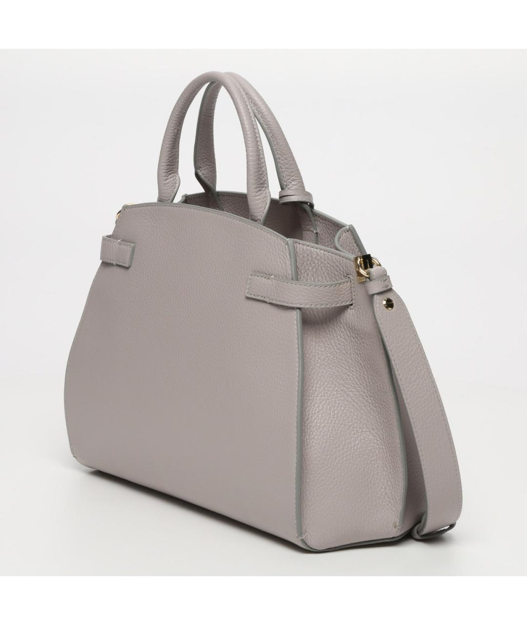 COCCINELLE Серая кожаная сумка с короткими ручками, фото 2