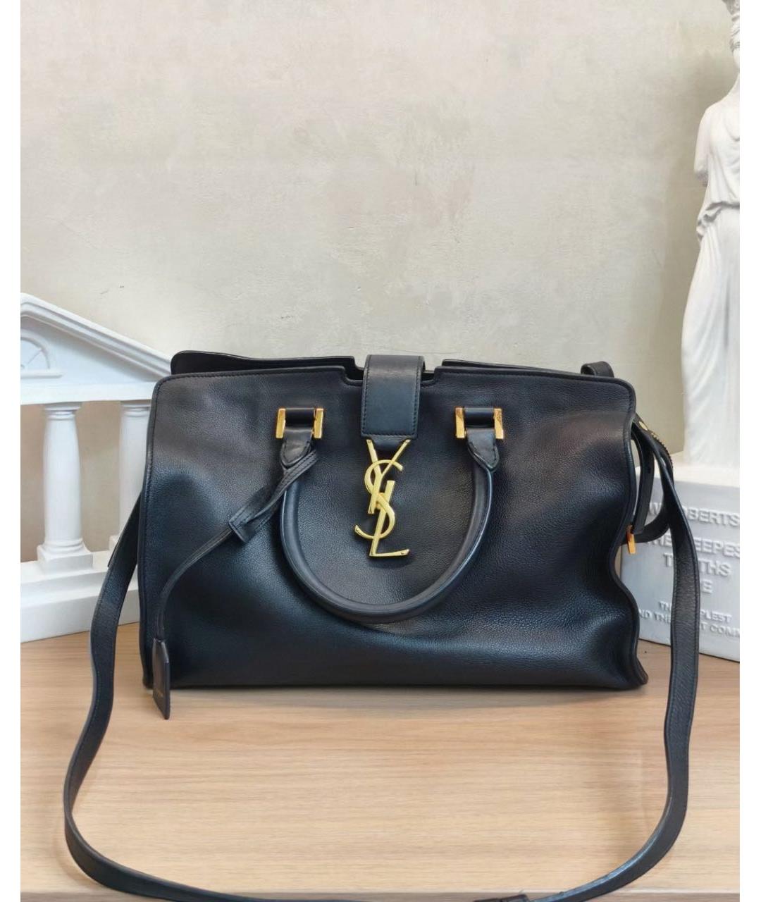 SAINT LAURENT Черная кожаная сумка тоут, фото 2