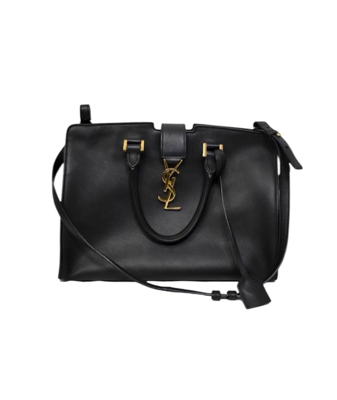 SAINT LAURENT Черная кожаная сумка тоут, фото 9