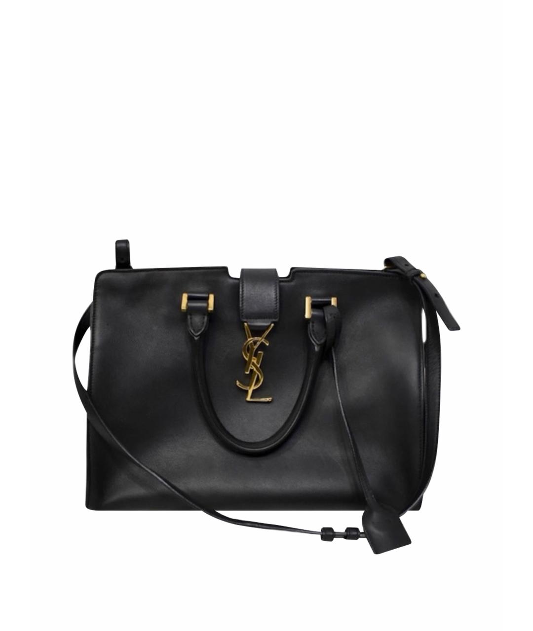 SAINT LAURENT Черная кожаная сумка тоут, фото 1