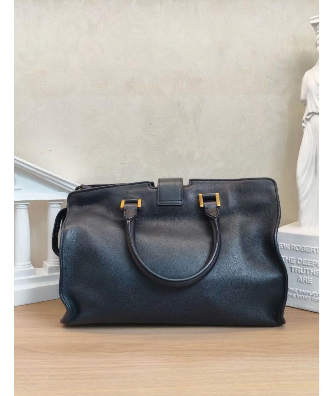 SAINT LAURENT Черная кожаная сумка тоут, фото 3