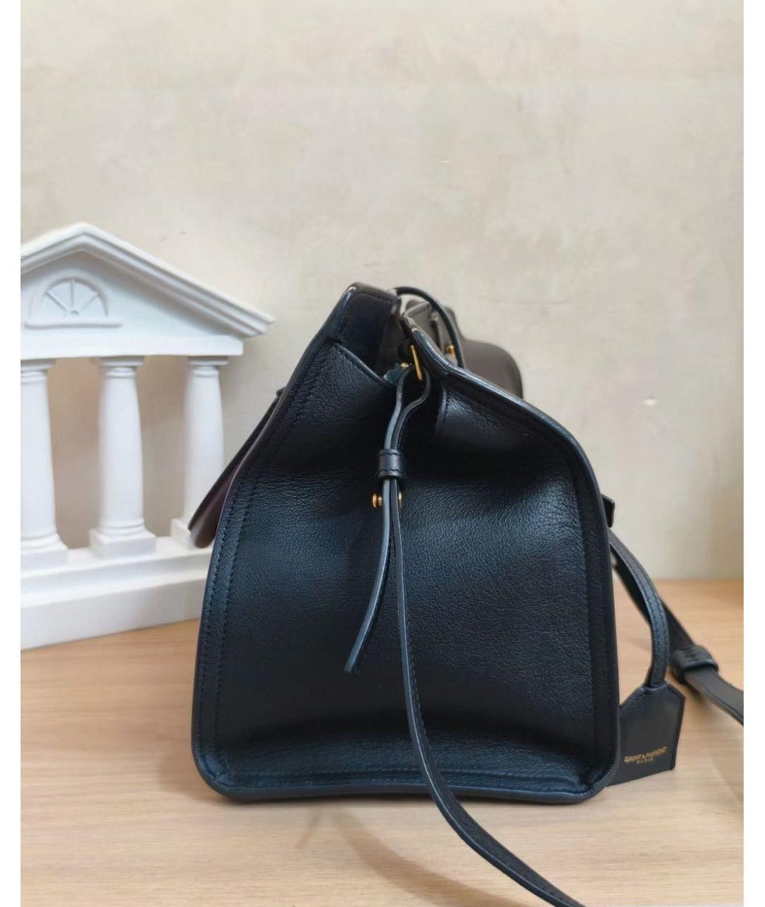 SAINT LAURENT Черная кожаная сумка тоут, фото 8