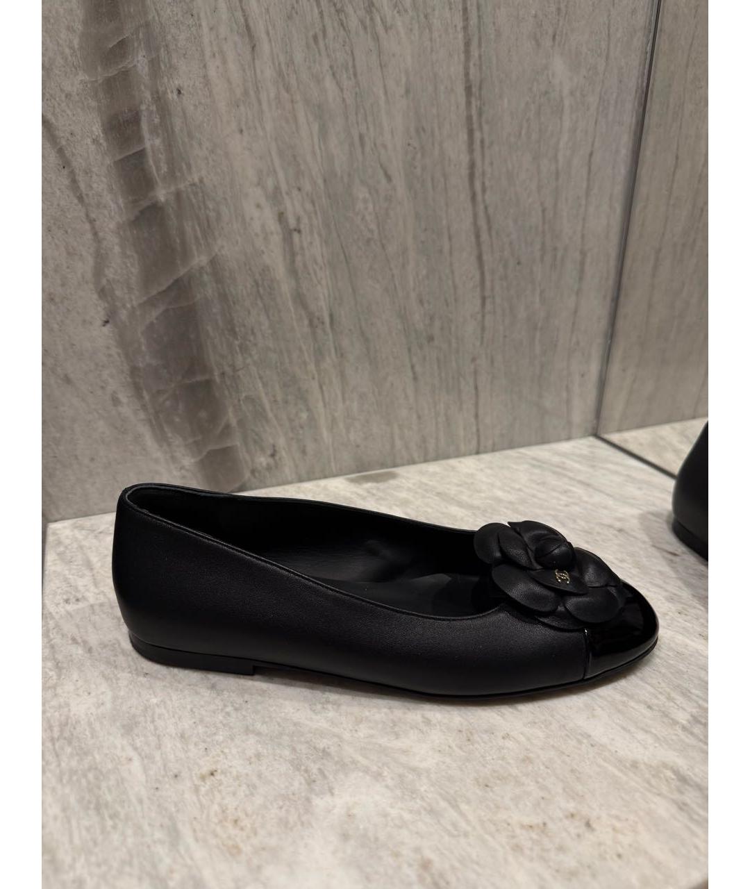 CHANEL Черные кожаные балетки, фото 4