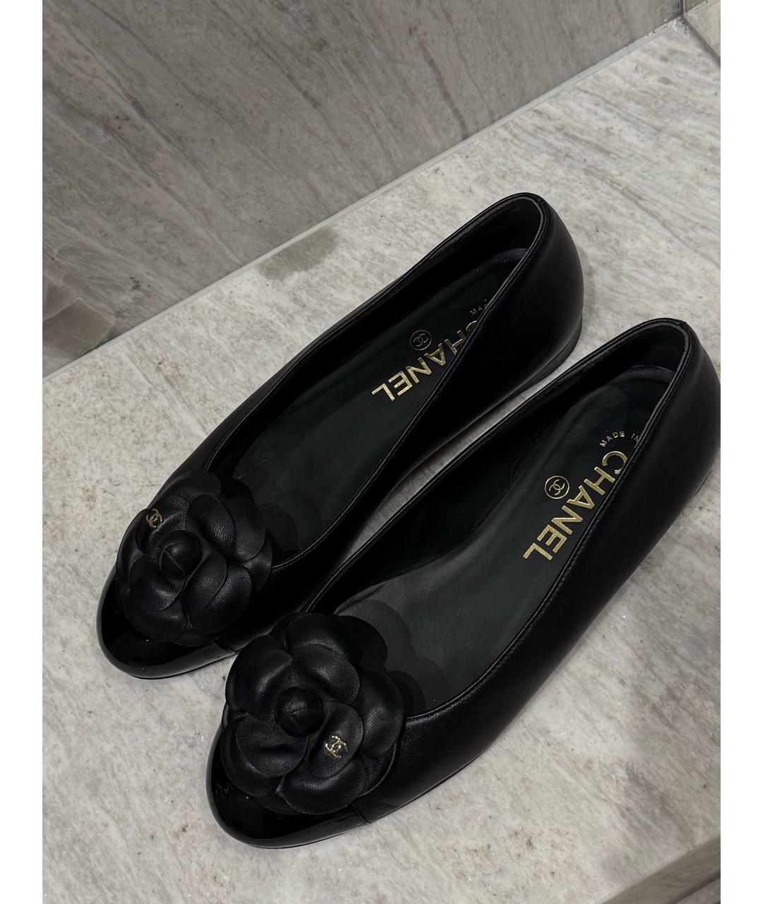CHANEL Черные кожаные балетки, фото 3
