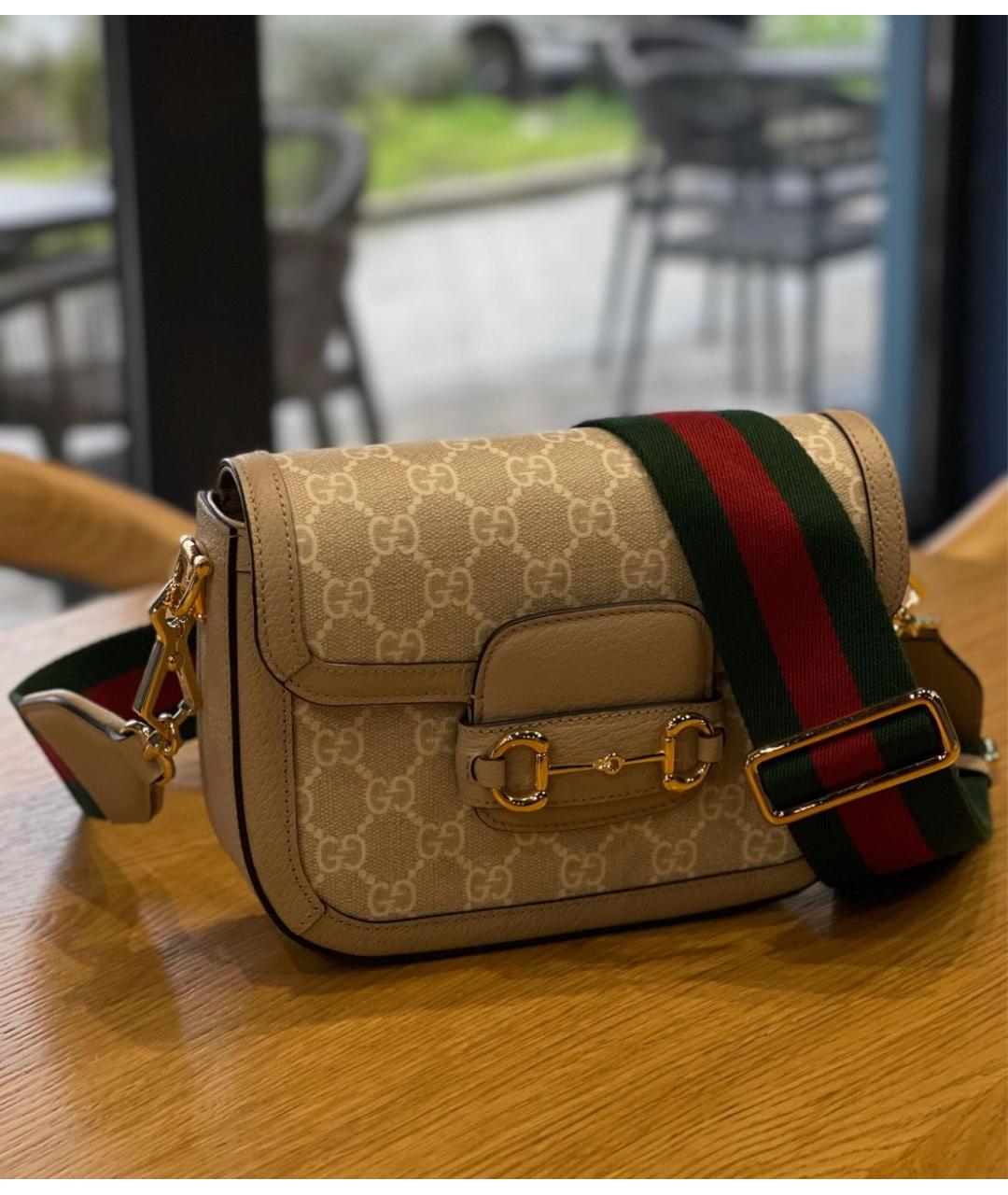 GUCCI Бежевая кожаная сумка через плечо, фото 2