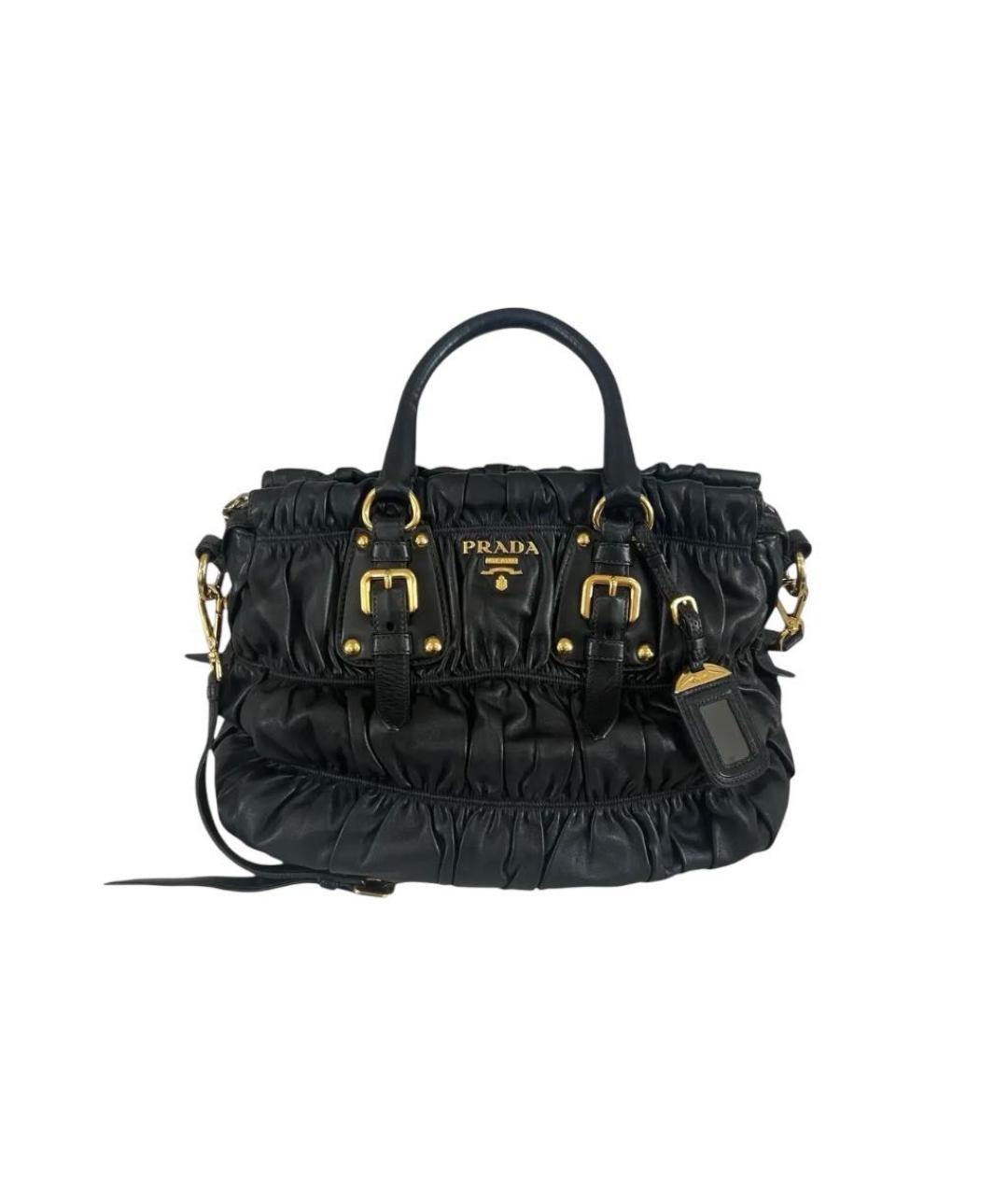 PRADA Черная кожаная сумка с короткими ручками, фото 9