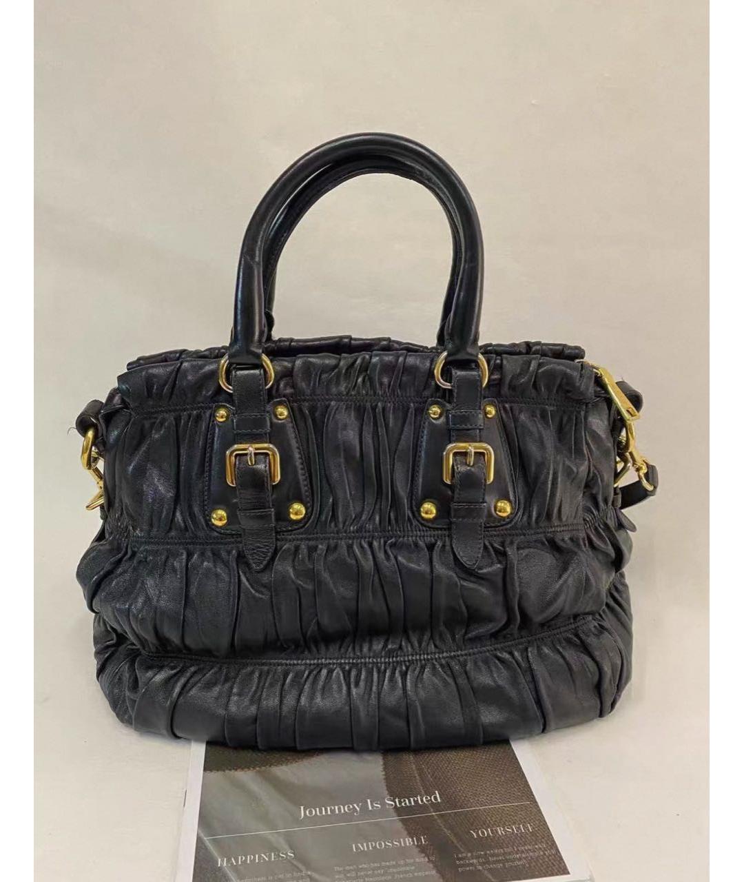 PRADA Черная кожаная сумка с короткими ручками, фото 3