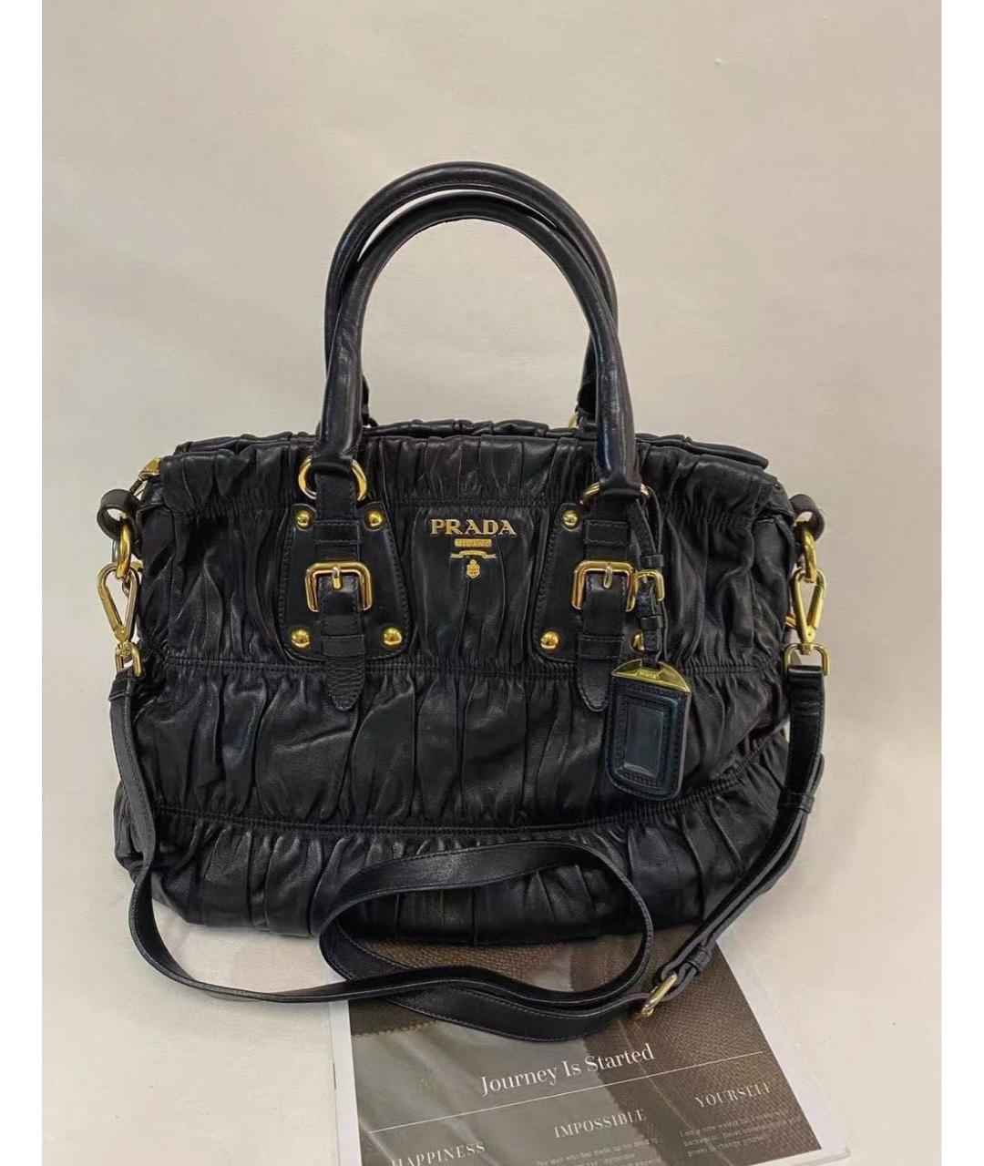 PRADA Черная кожаная сумка с короткими ручками, фото 2