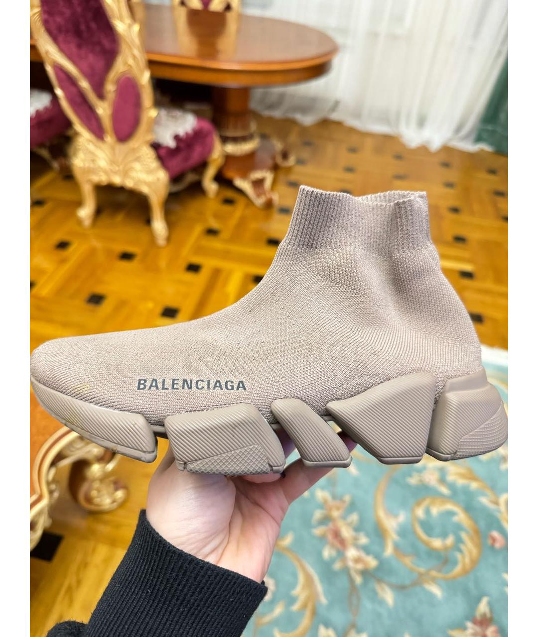 BALENCIAGA Бежевые текстильные кроссовки, фото 4