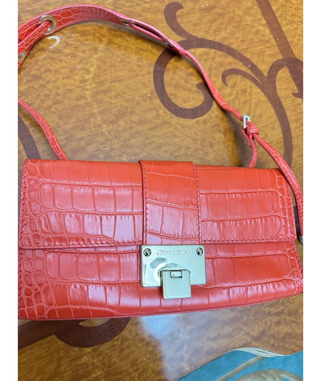 JIMMY CHOO Оранжевая кожаная сумка через плечо, фото 6