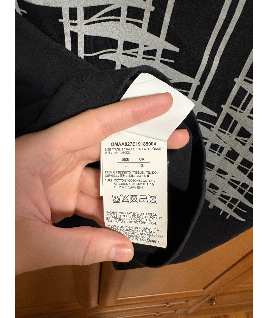 OFF-WHITE Черная хлопковая футболка, фото 4