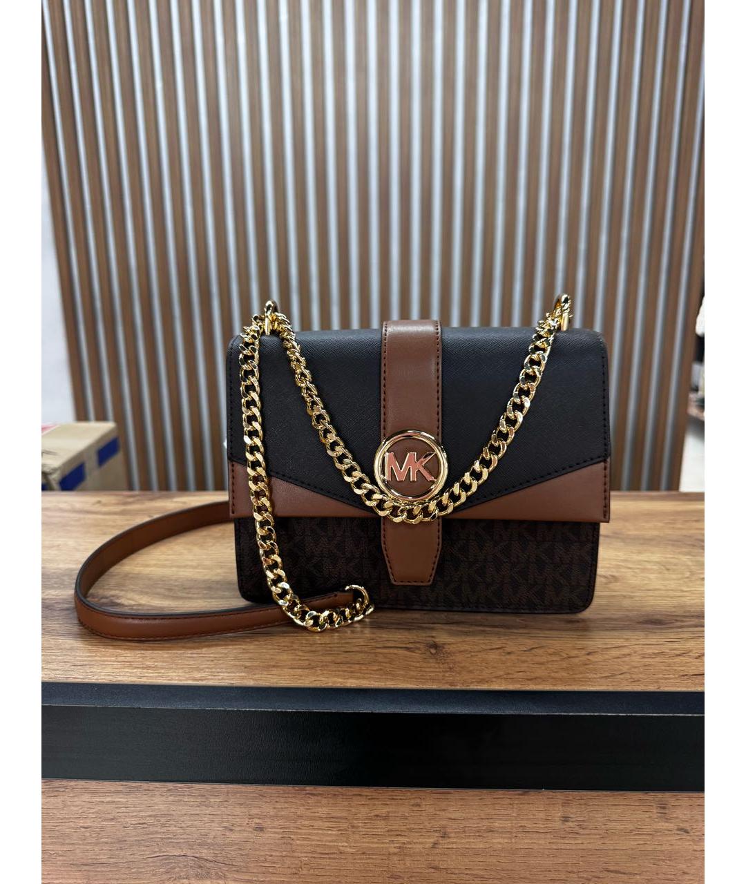 MICHAEL KORS Коричневая сумка через плечо из искусственной кожи, фото 5