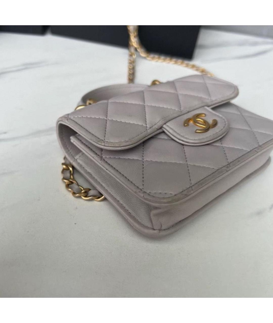 CHANEL Серая кожаная сумка через плечо, фото 6