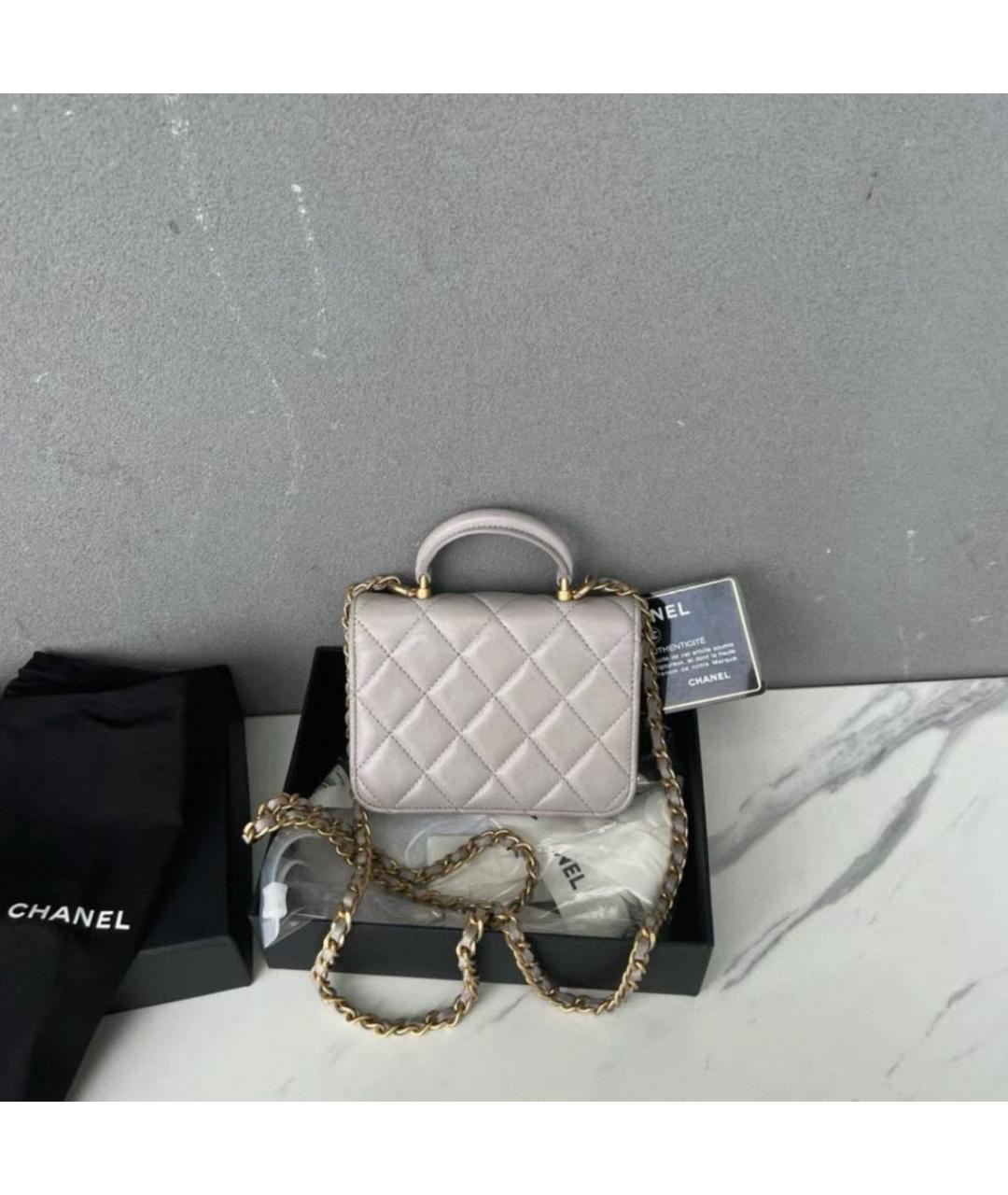 CHANEL Серая кожаная сумка через плечо, фото 3