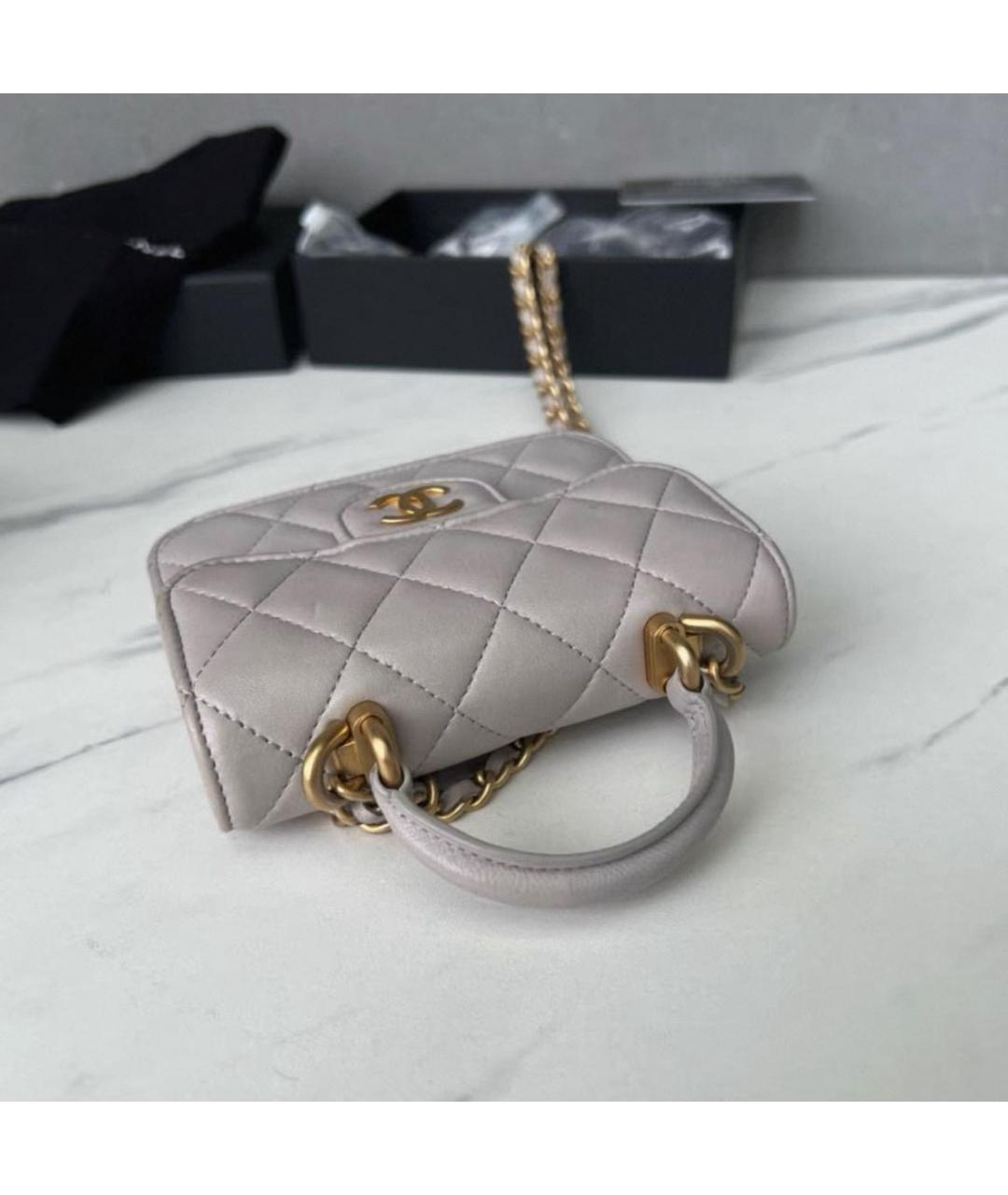 CHANEL Серая кожаная сумка через плечо, фото 8