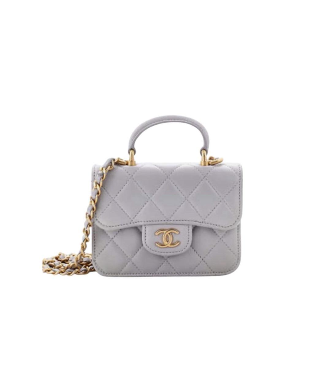 CHANEL Серая кожаная сумка через плечо, фото 9