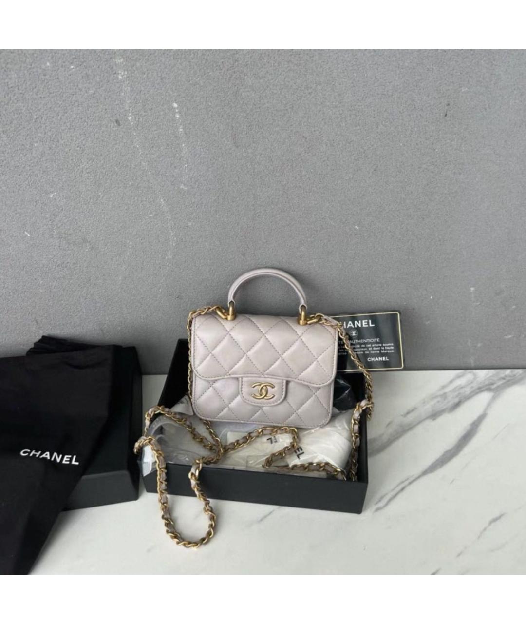 CHANEL Серая кожаная сумка через плечо, фото 2