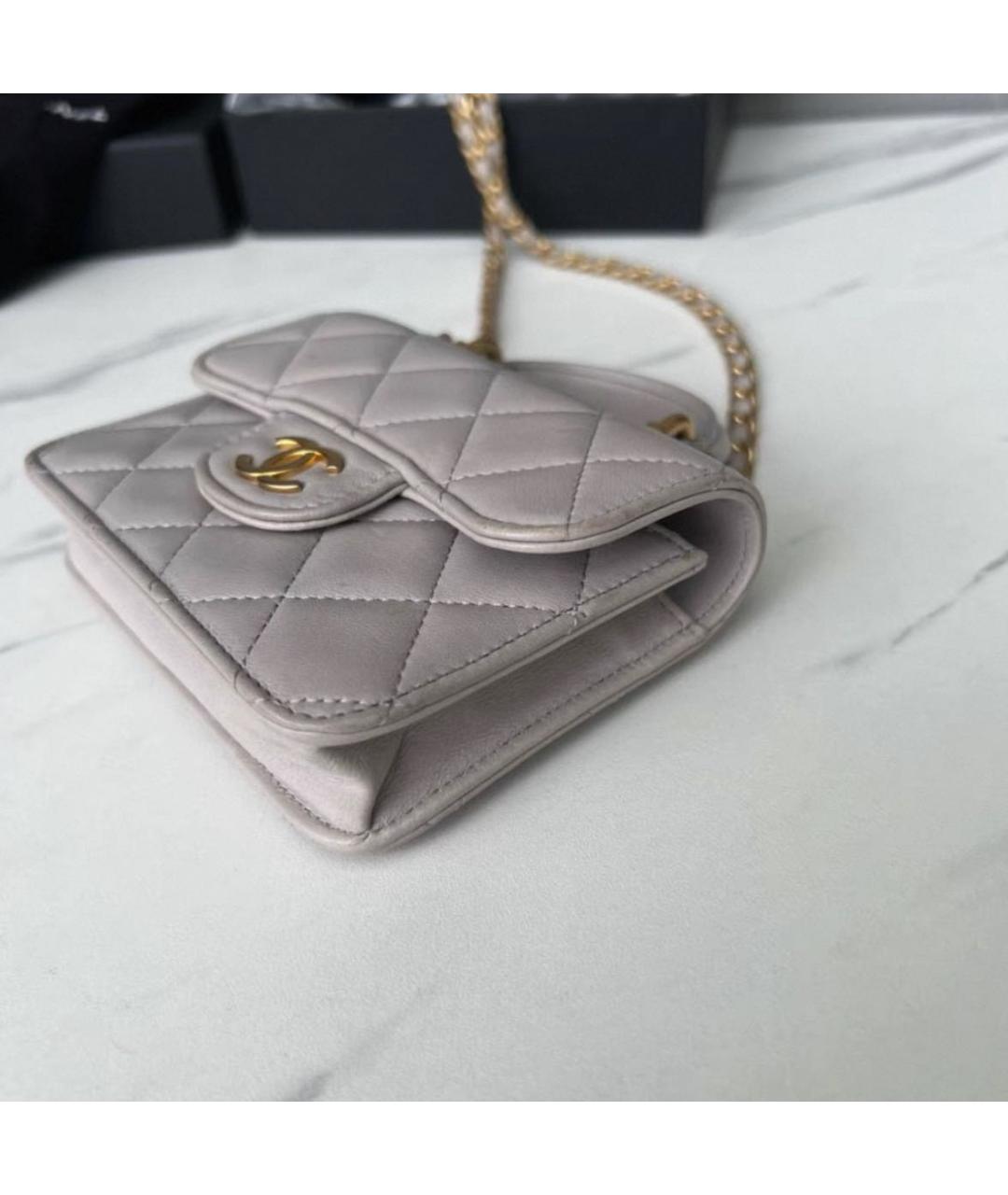 CHANEL Серая кожаная сумка через плечо, фото 7