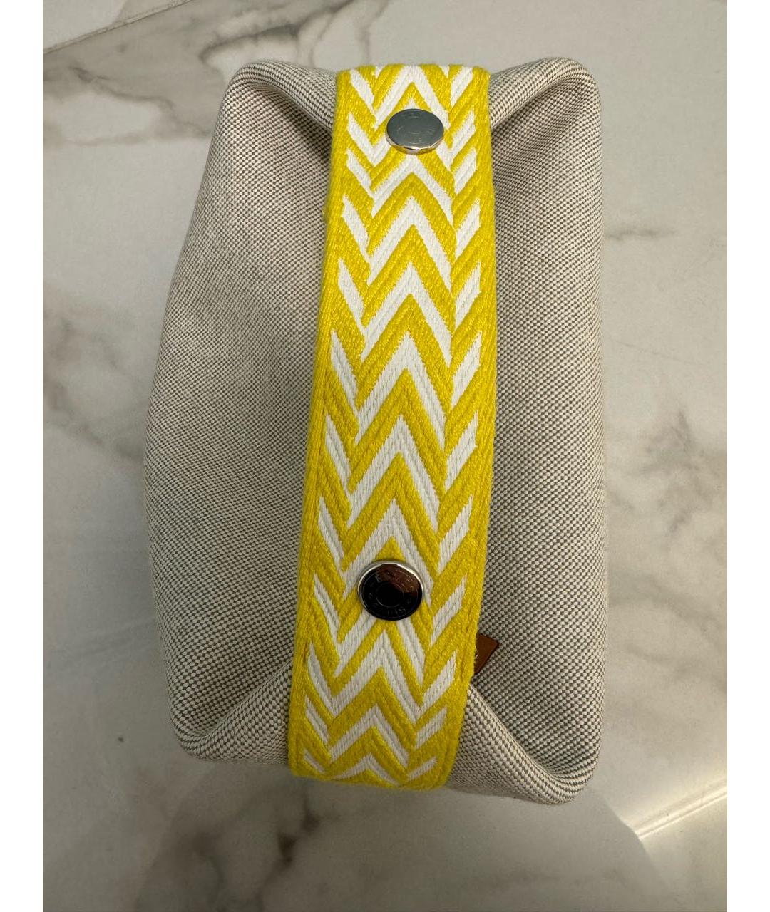 HERMES Бежевая тканевая косметичка, фото 3