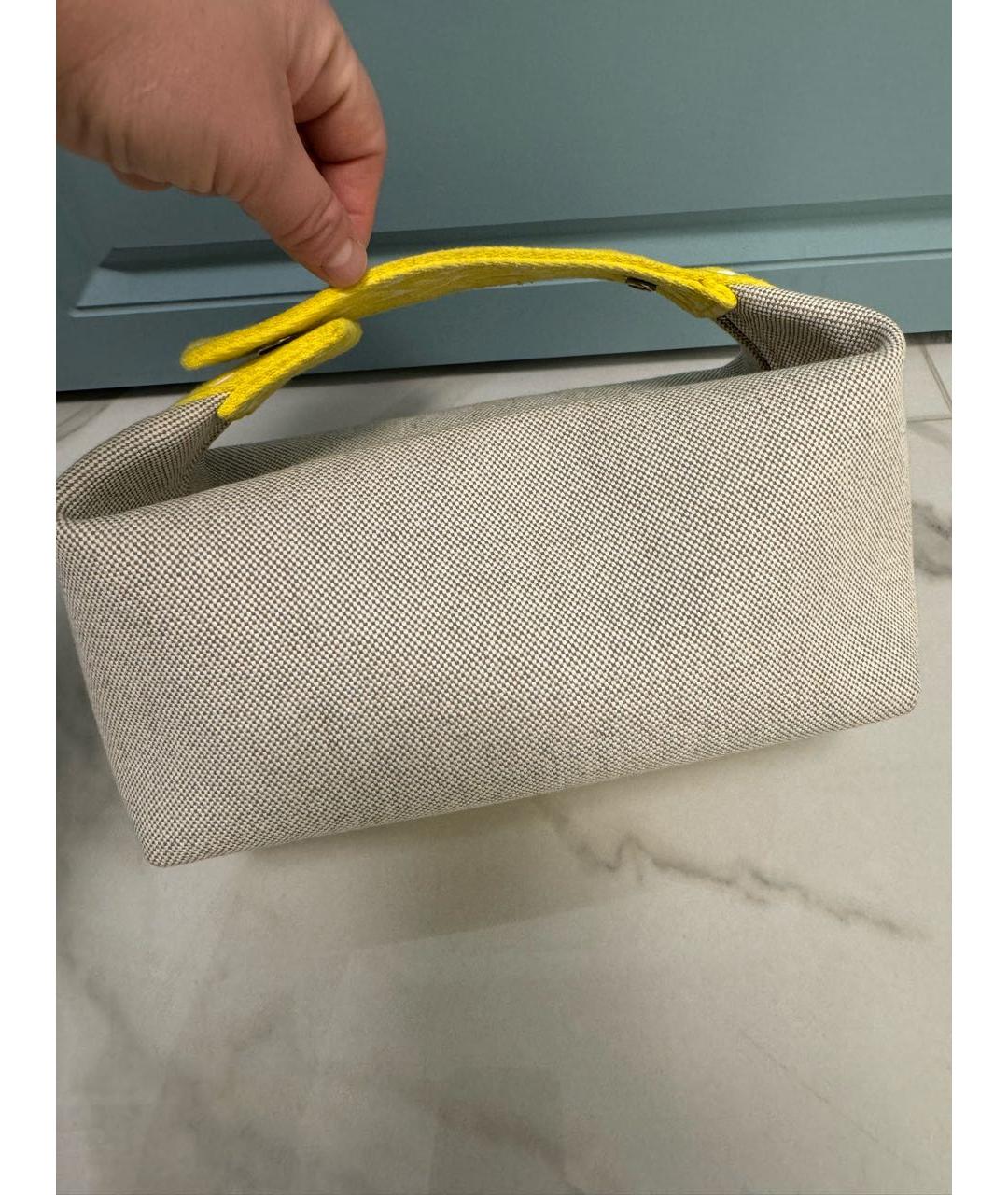 HERMES Бежевая тканевая косметичка, фото 2