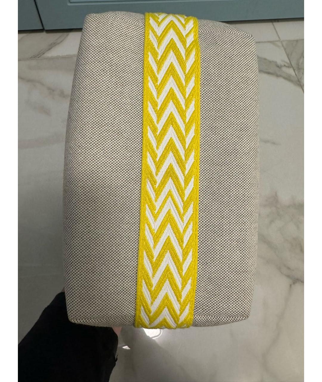 HERMES Бежевая тканевая косметичка, фото 4