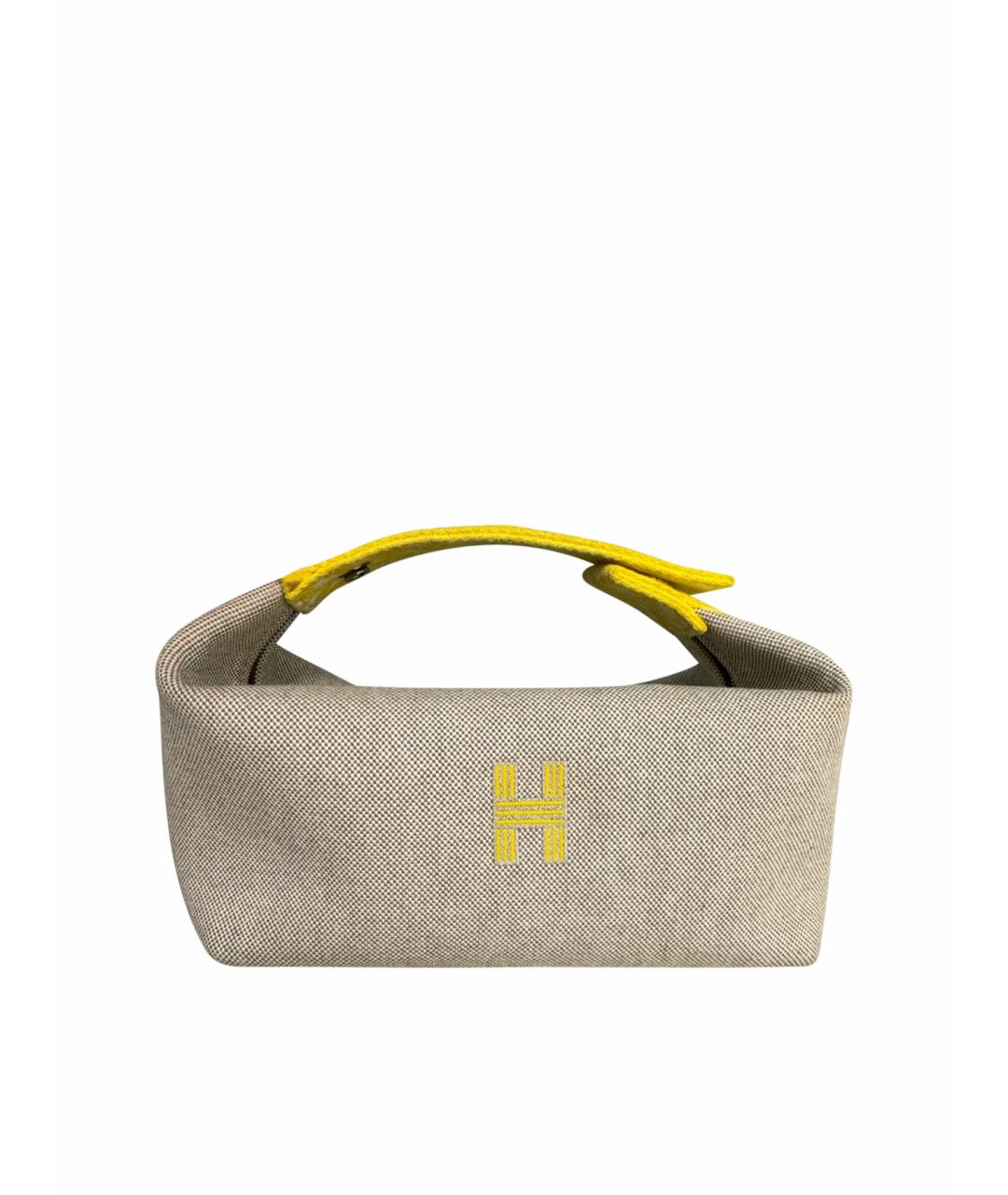 HERMES Бежевая тканевая косметичка, фото 1
