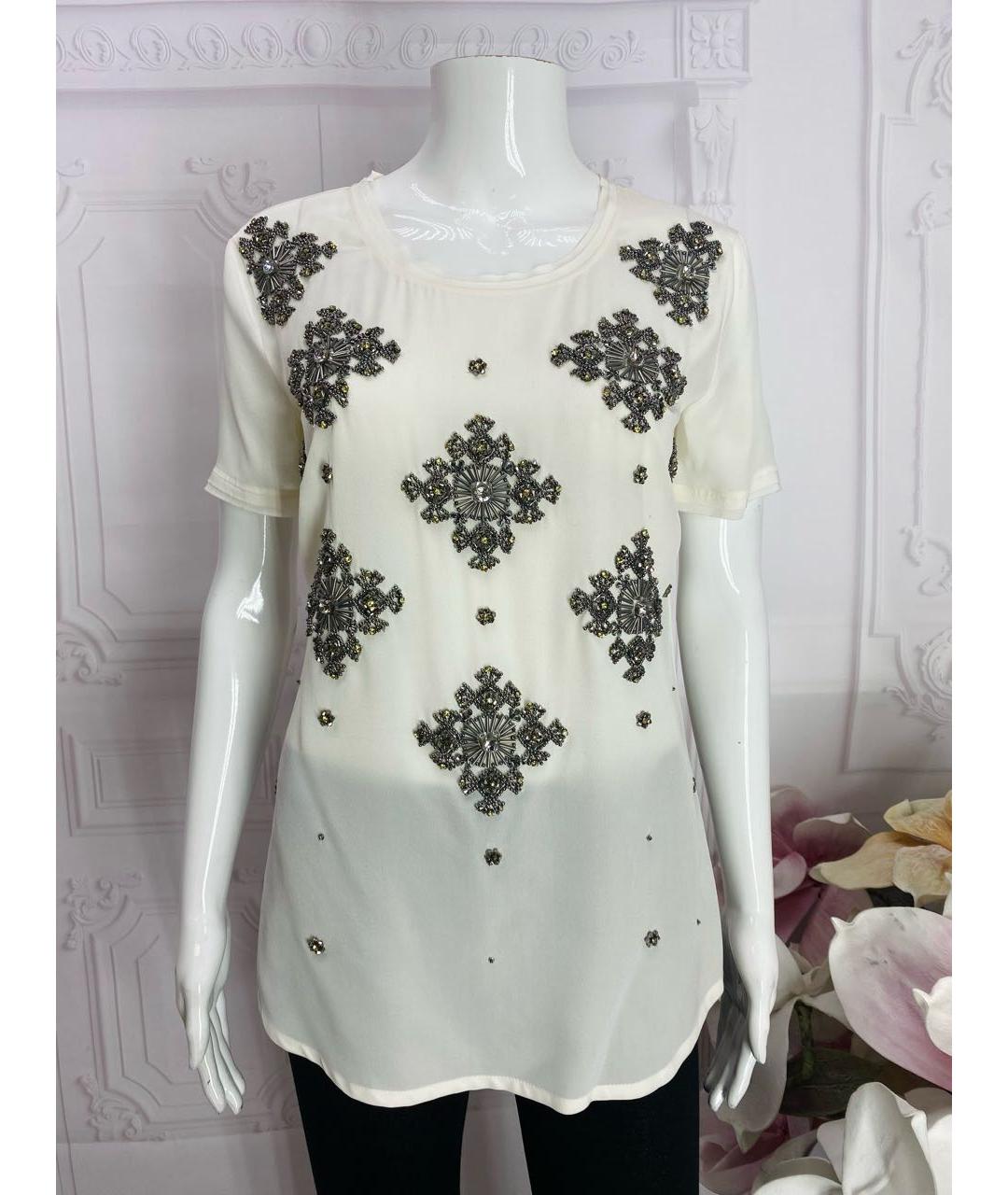 JOHN RICHMOND Белая шелковая блузы, фото 5