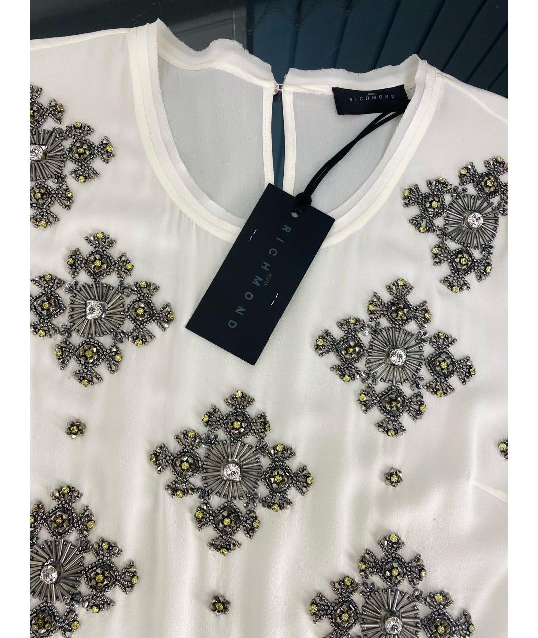 JOHN RICHMOND Белая шелковая блузы, фото 3