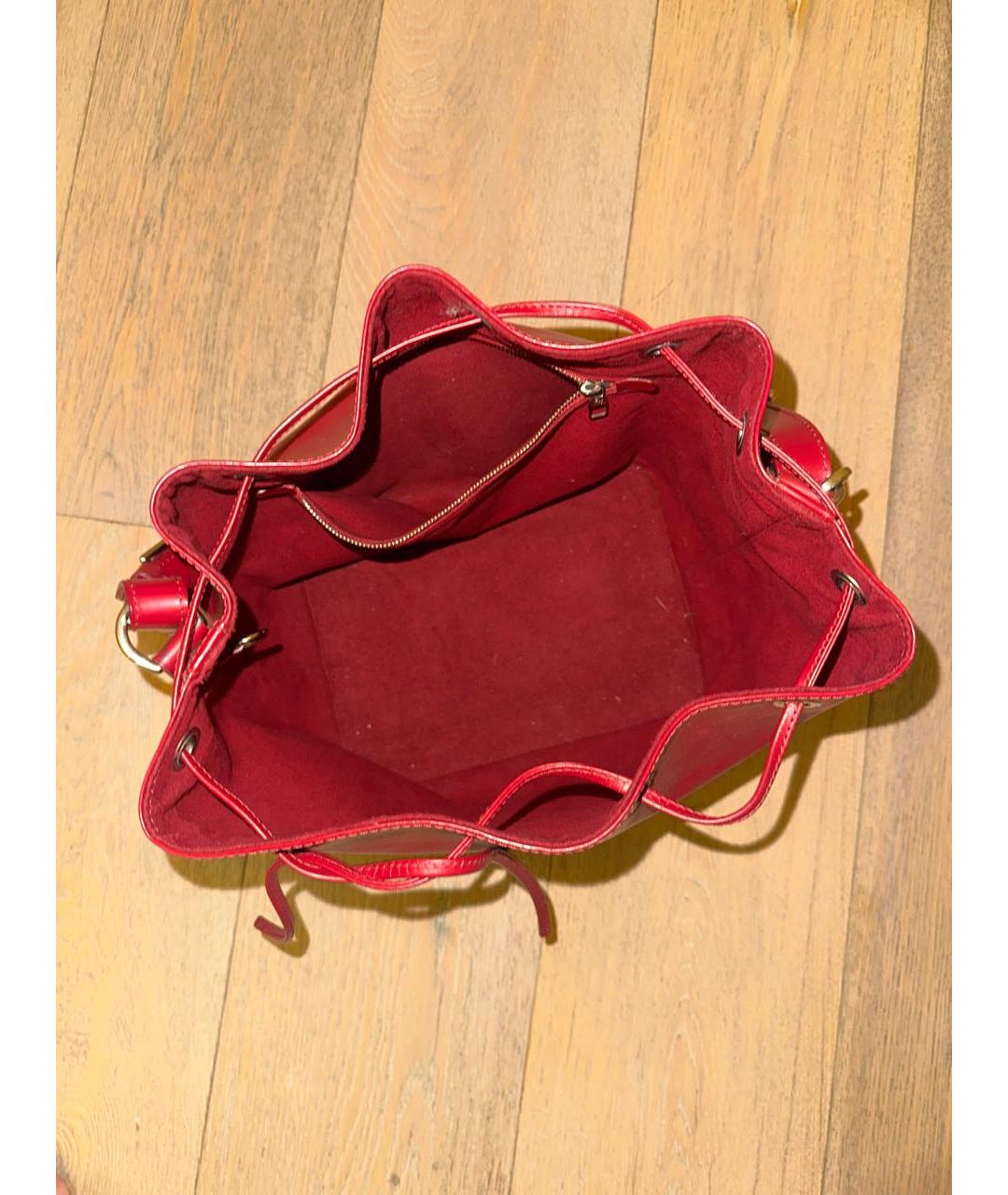 LOUIS VUITTON Бордовая кожаная сумка тоут, фото 2