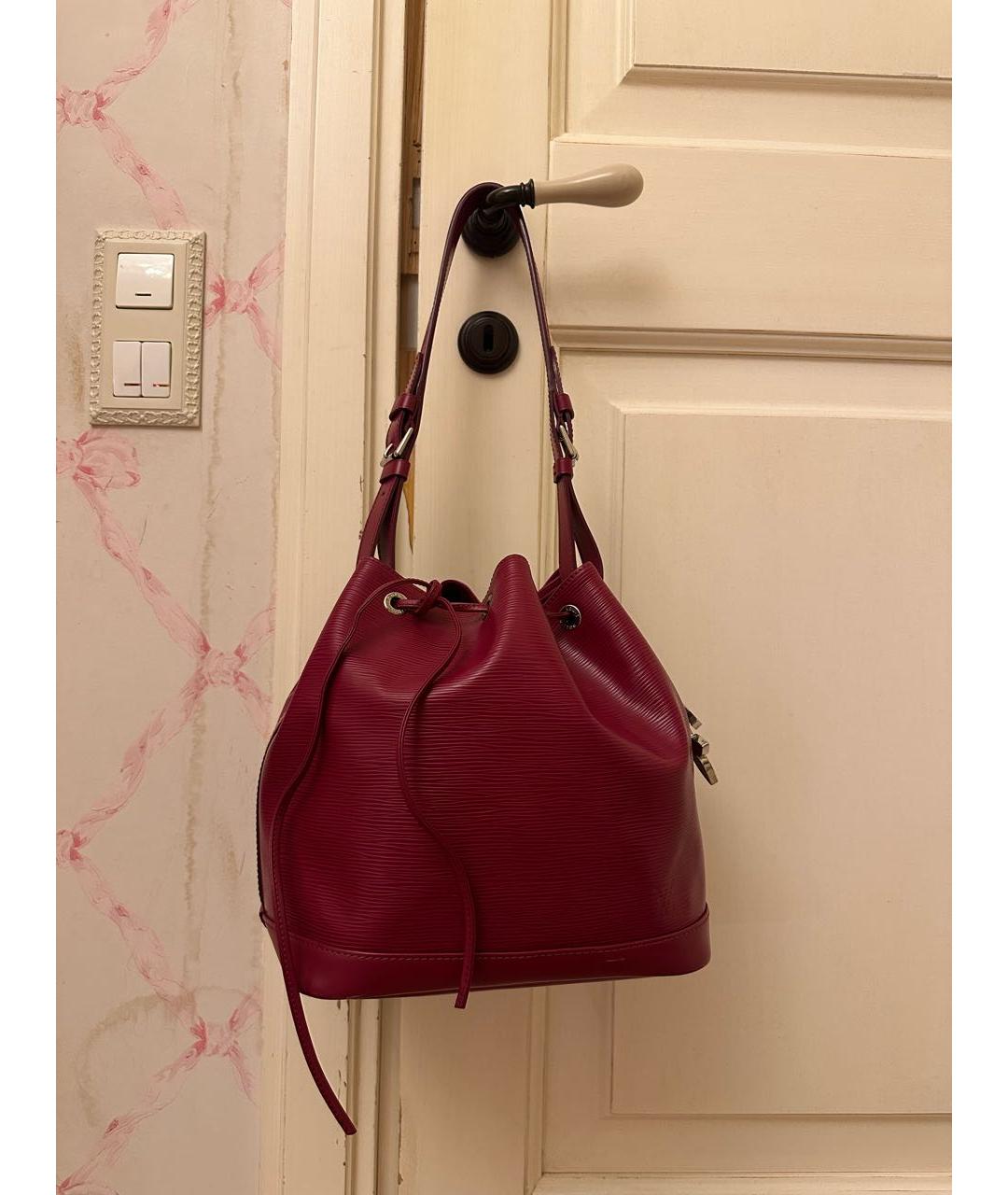 LOUIS VUITTON Бордовая кожаная сумка тоут, фото 9