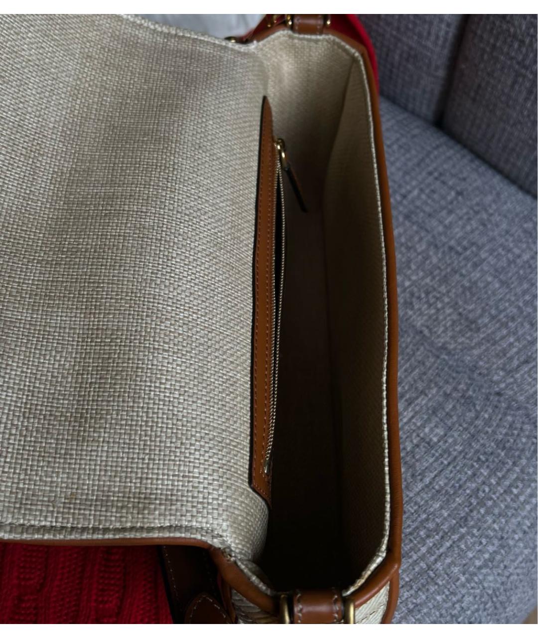 FENDI Бежевая жаккардовая сумка с короткими ручками, фото 4