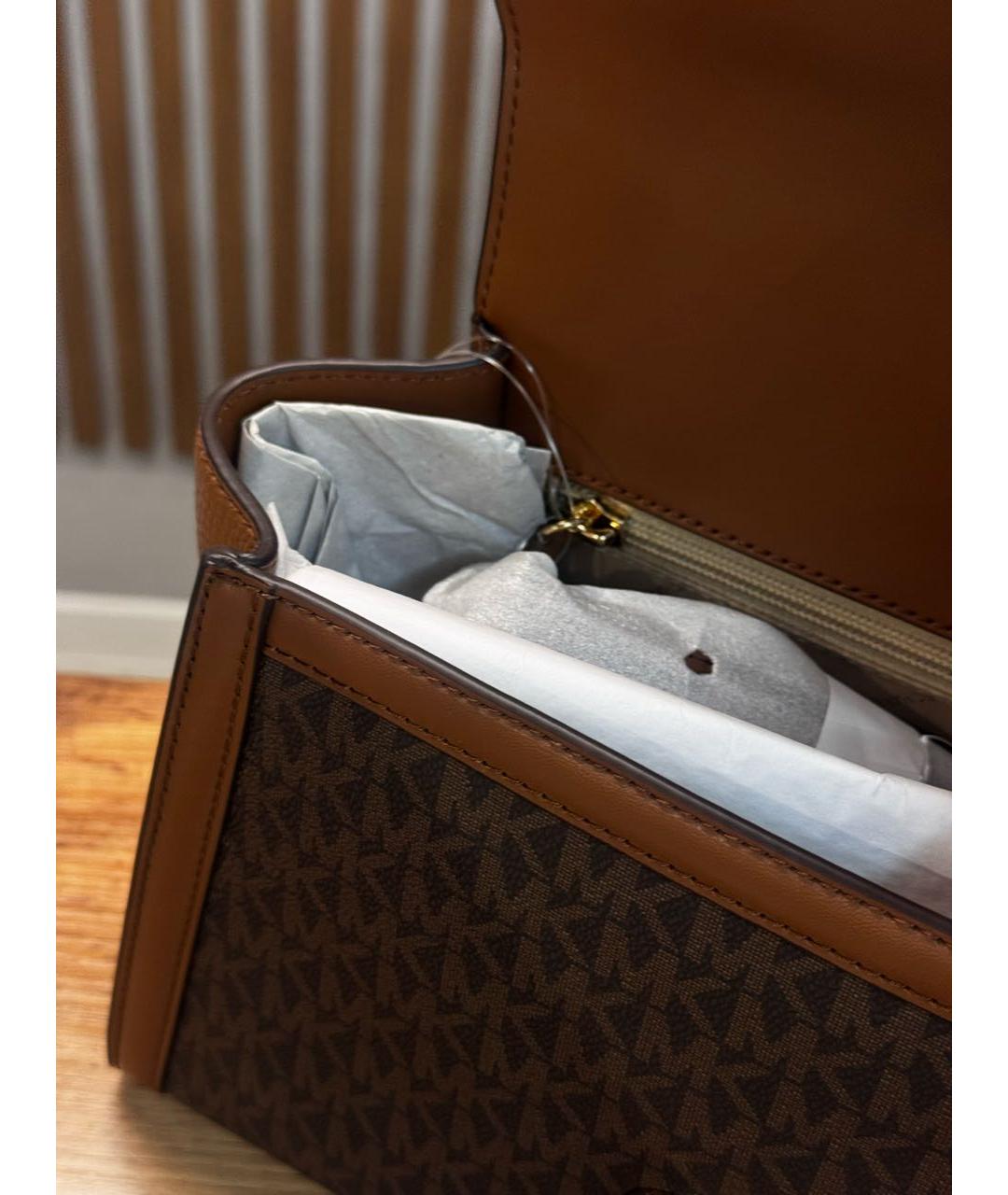 MICHAEL KORS Коричневая сумка с короткими ручками из искусственной кожи, фото 4