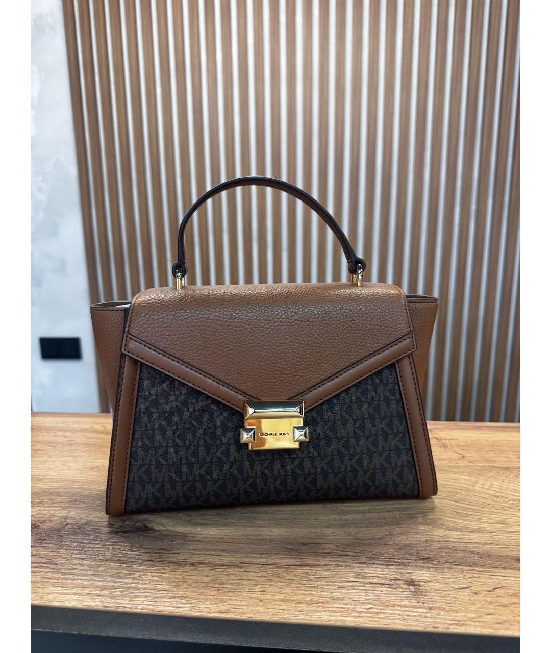 MICHAEL KORS Коричневая сумка с короткими ручками из искусственной кожи, фото 5