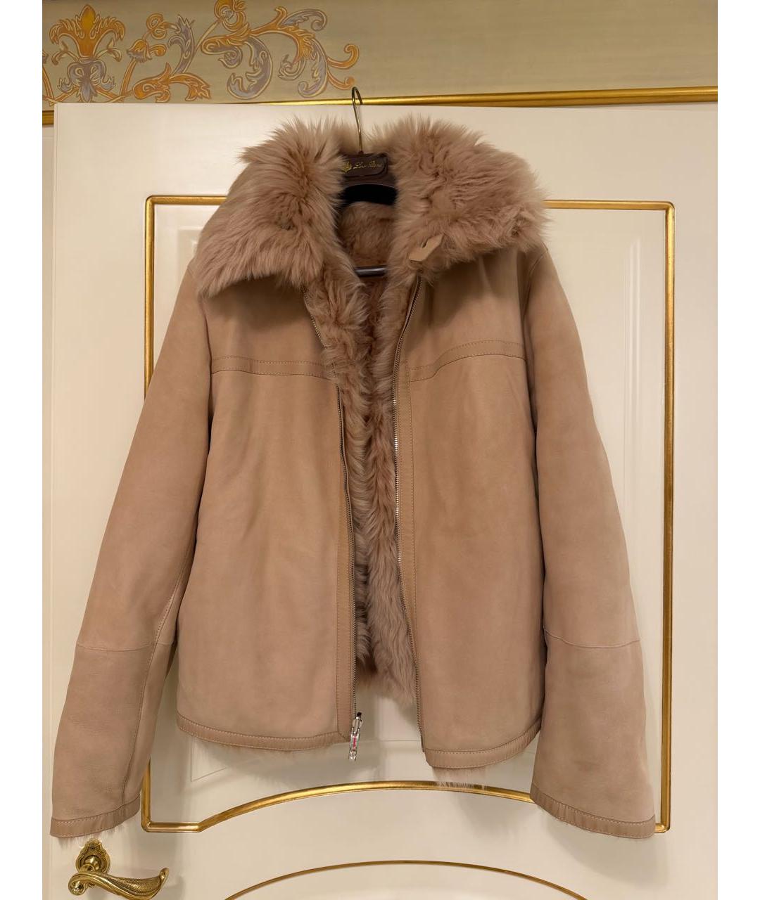 LORO PIANA Бежевая меховая шуба, фото 2