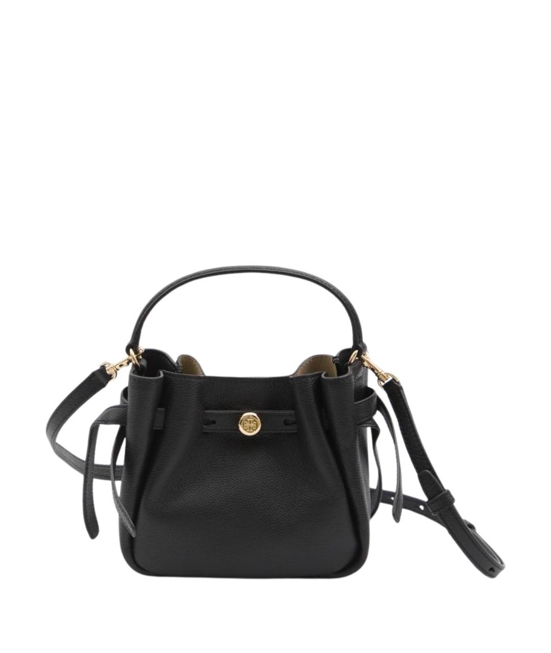 TORY BURCH Черная кожаная сумка с короткими ручками, фото 1