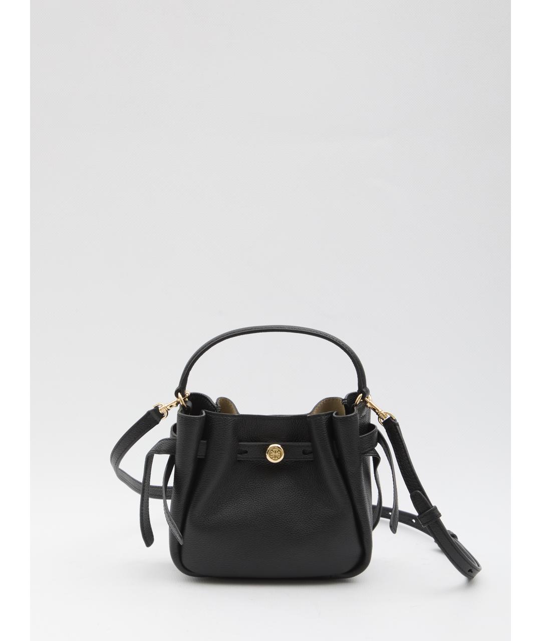 TORY BURCH Черная кожаная сумка с короткими ручками, фото 5