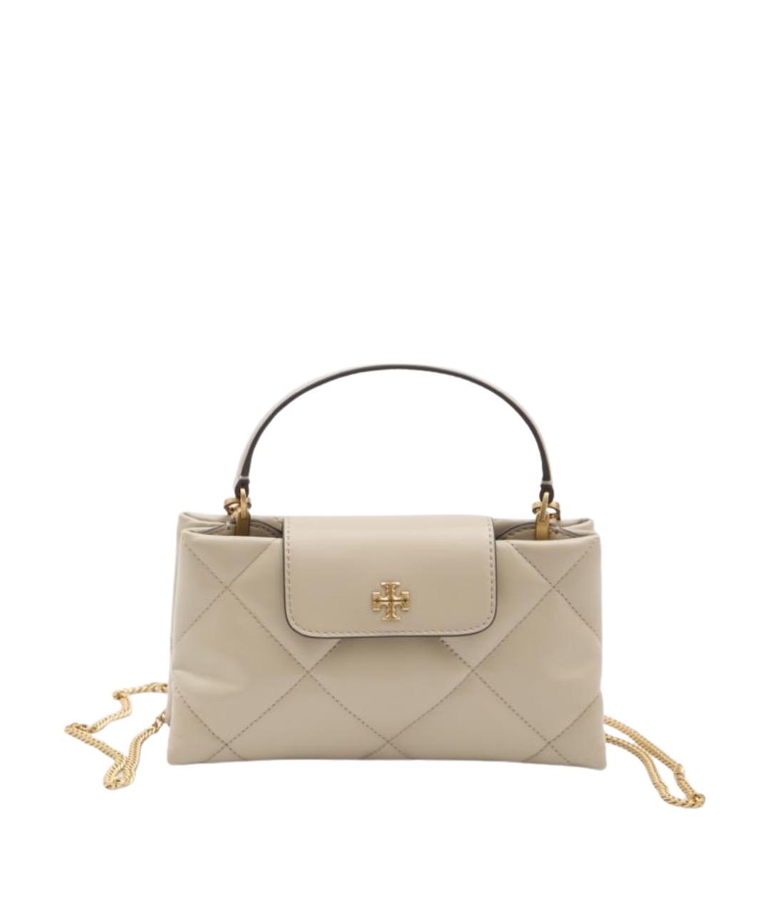 TORY BURCH Бежевая кожаная сумка с короткими ручками, фото 1
