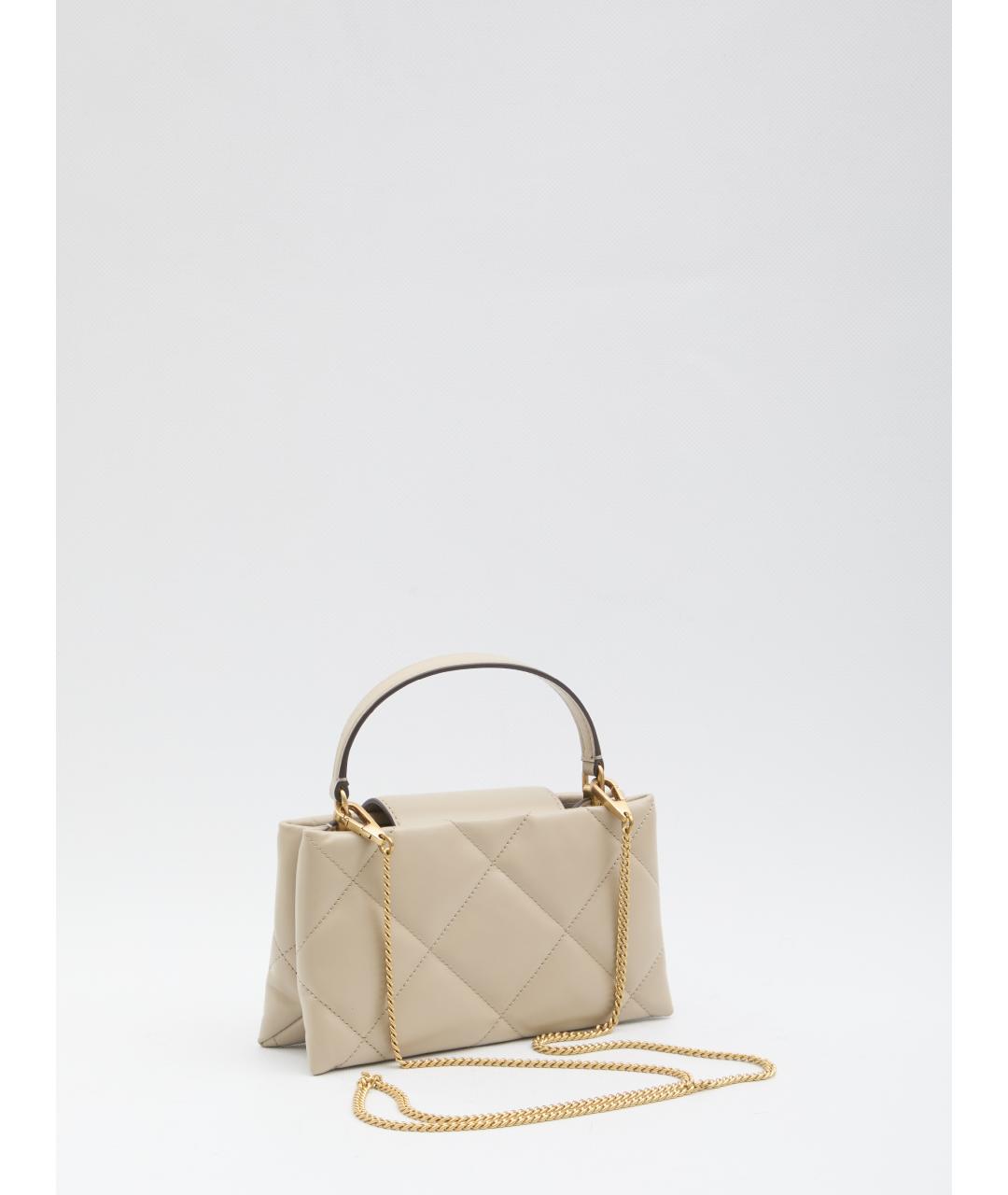 TORY BURCH Бежевая кожаная сумка с короткими ручками, фото 2