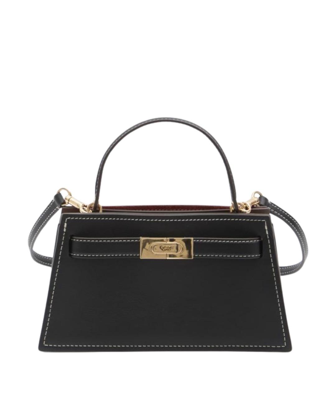 TORY BURCH Черная кожаная сумка с короткими ручками, фото 1