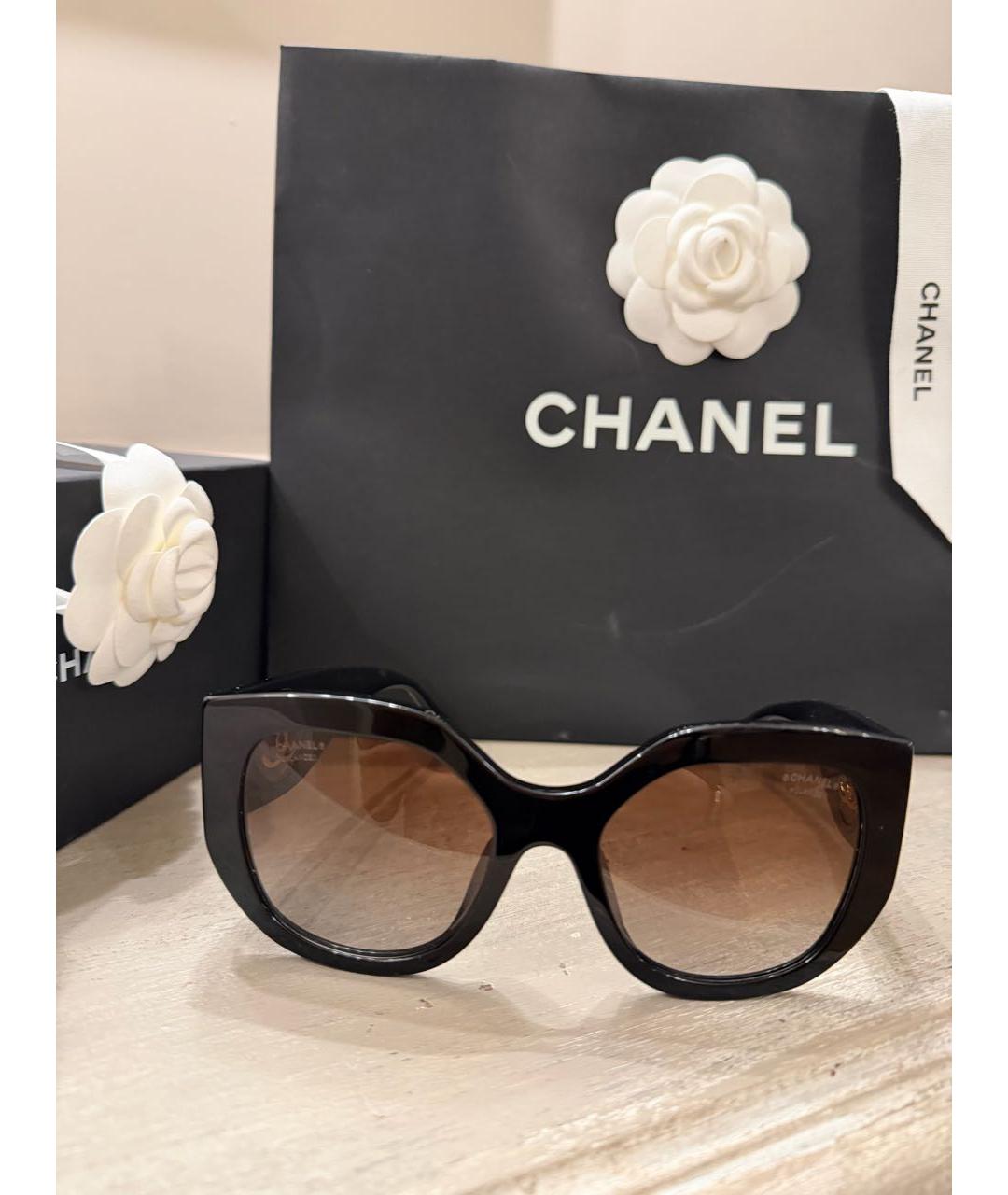 CHANEL Черные пластиковые солнцезащитные очки, фото 9