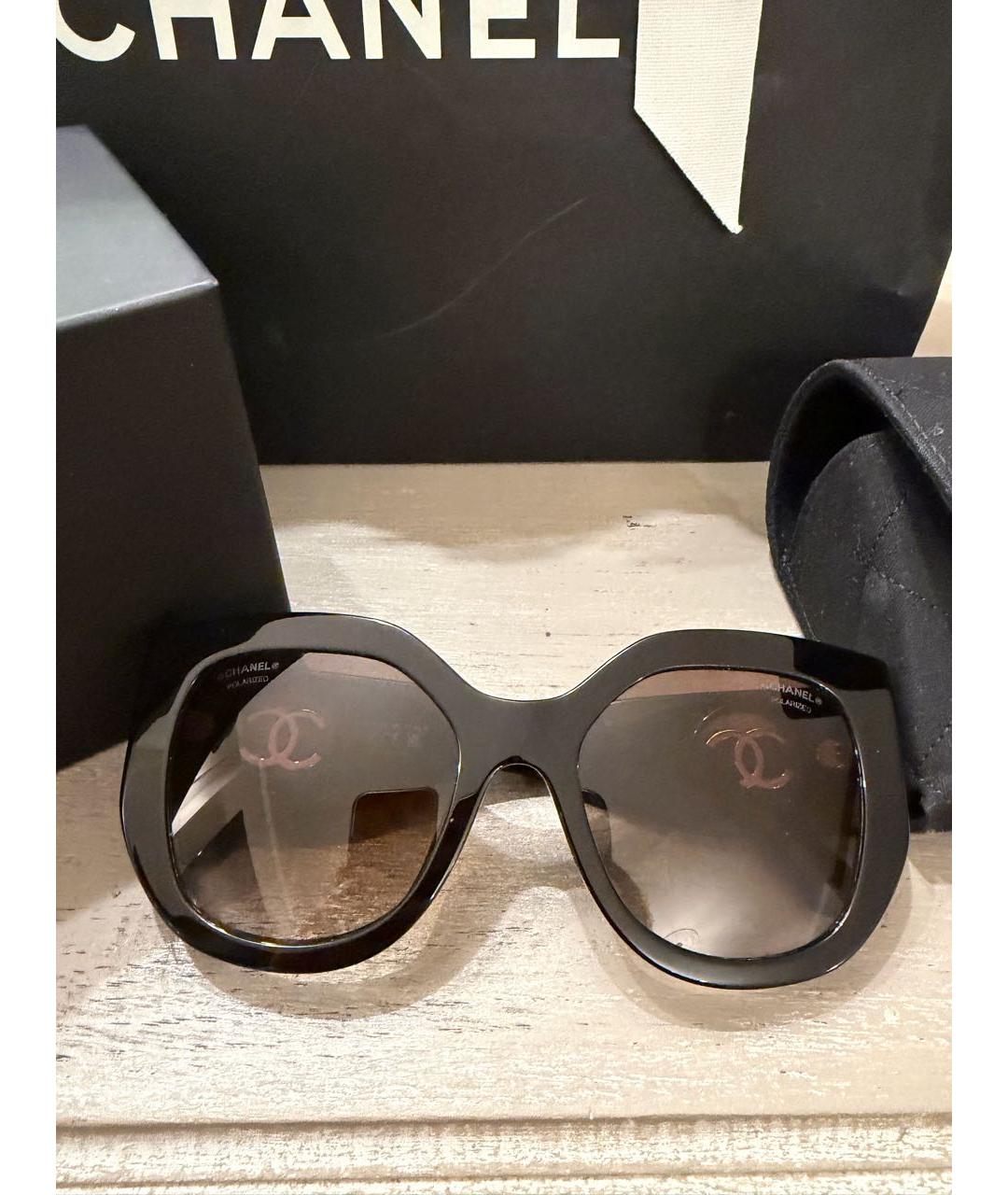 CHANEL Черные пластиковые солнцезащитные очки, фото 8