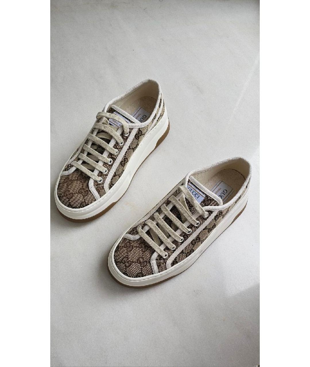 GUCCI Бежевые текстильные кеды, фото 2