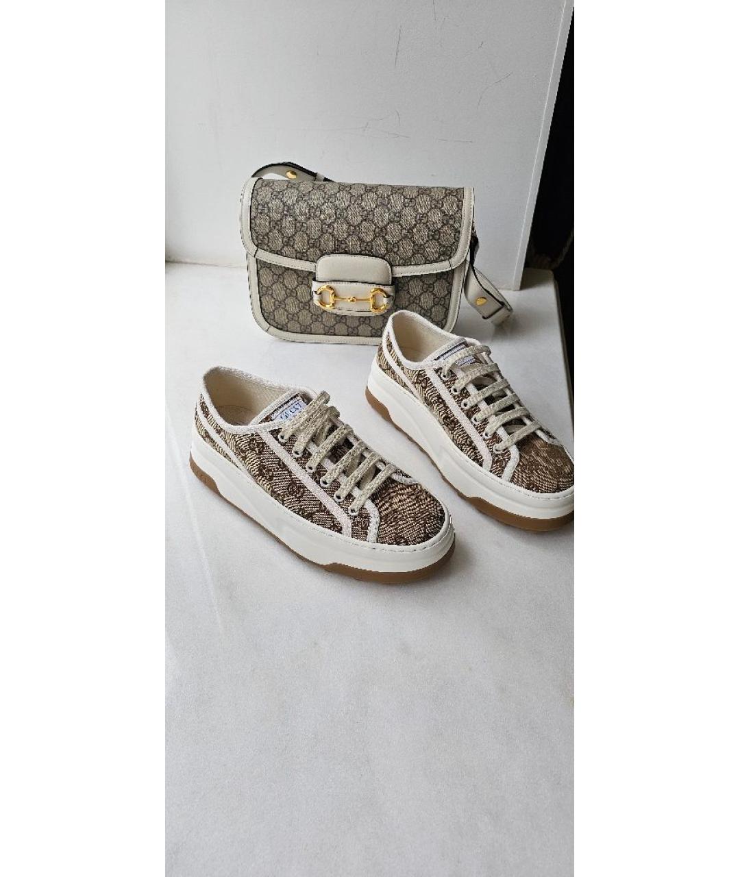 GUCCI Бежевые текстильные кеды, фото 6