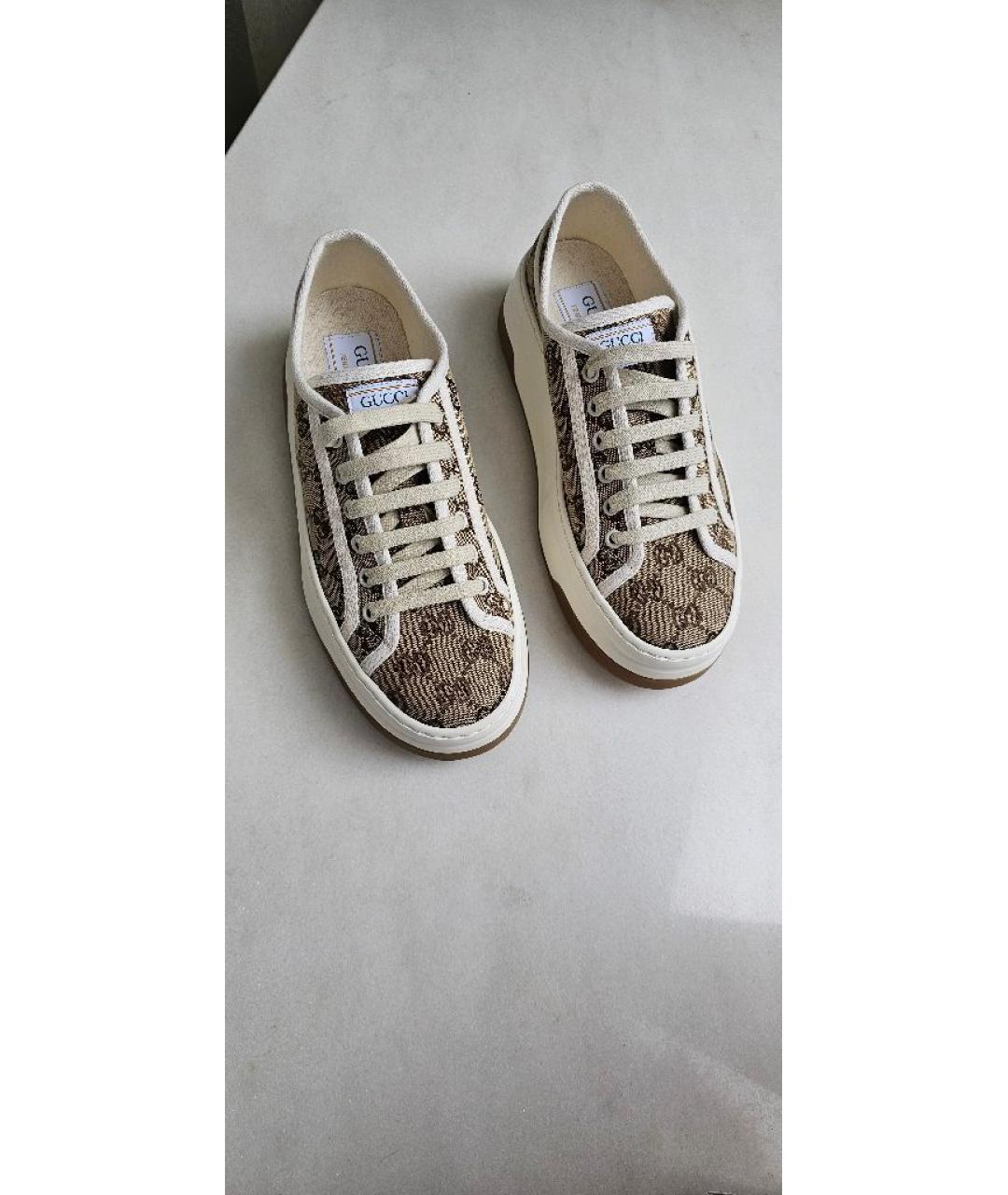GUCCI Бежевые текстильные кеды, фото 3